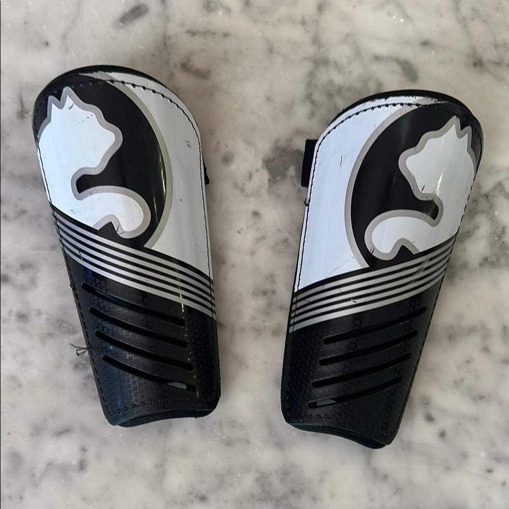 Youth Black and White Shin Guards